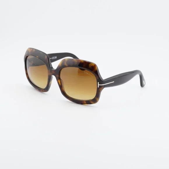Tom Ford Ren FT1155 52F Sunglasses Havana Square Frame, Brown Lenses